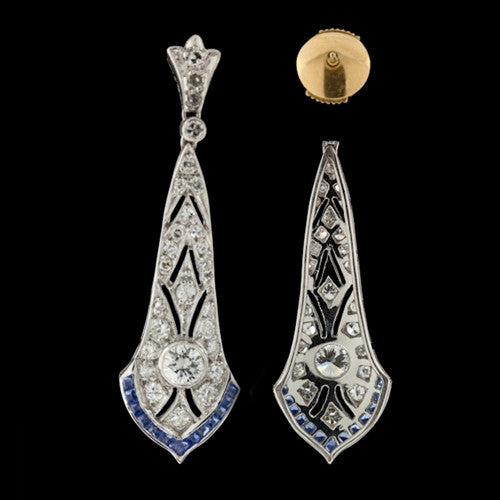 Deco Diamond & Sapphire Dangles