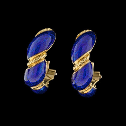 18Kt Gold & Enamel Half Huggie Hoops