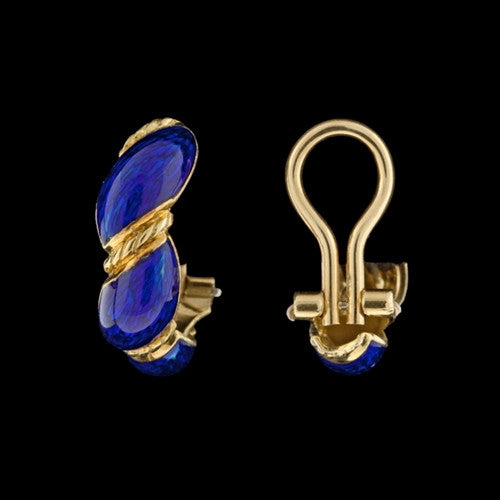 18Kt Gold & Enamel Half Huggie Hoops