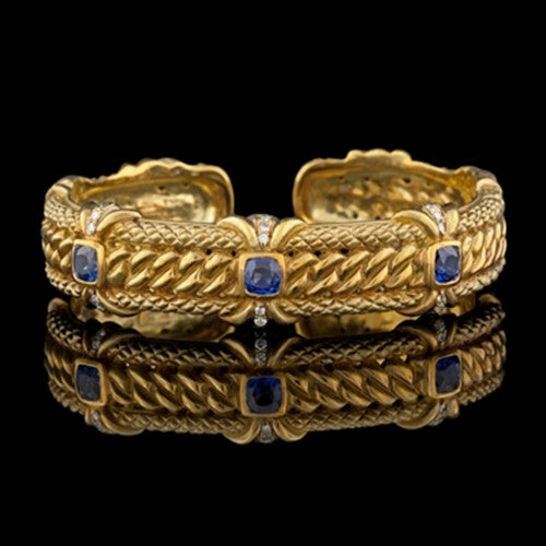 Judith Ripka Sapphire & Diamond Cuff Bracelet