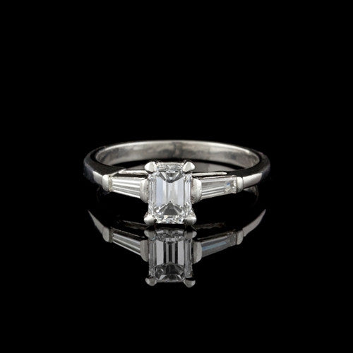 Platinum Emerald Cut Diamond Ring