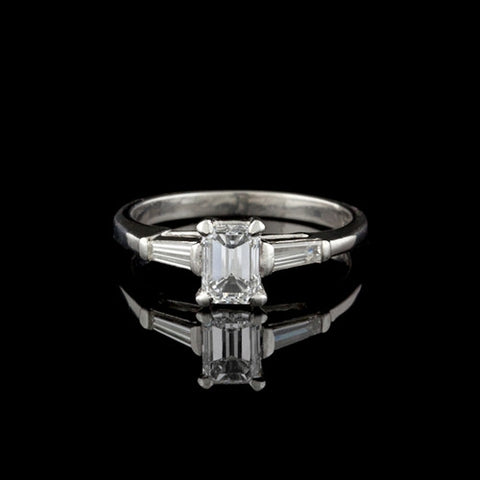 Platinum Emerald Cut Diamond Ring