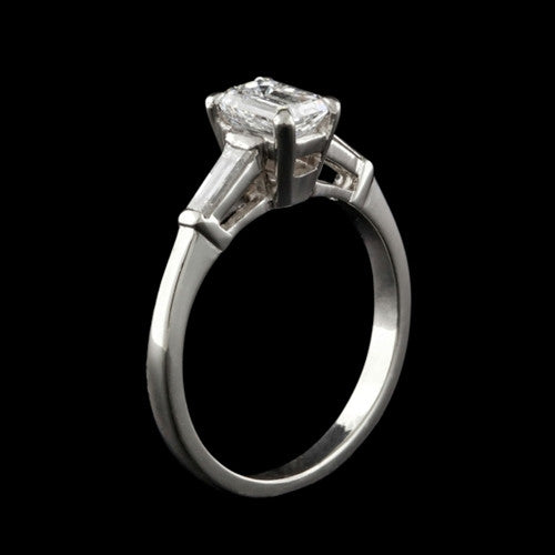 Platinum Emerald Cut Diamond Ring