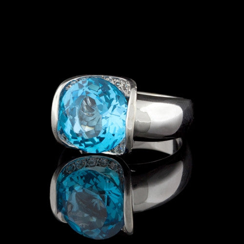 10ct Blue Topaz & Diamond Ring