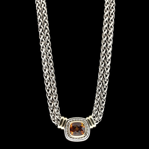 David Yurman Silver/Gold Citrine Necklace