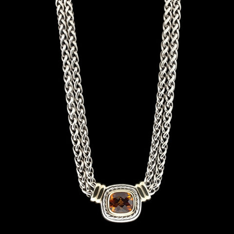 David Yurman Silver/Gold Citrine Necklace