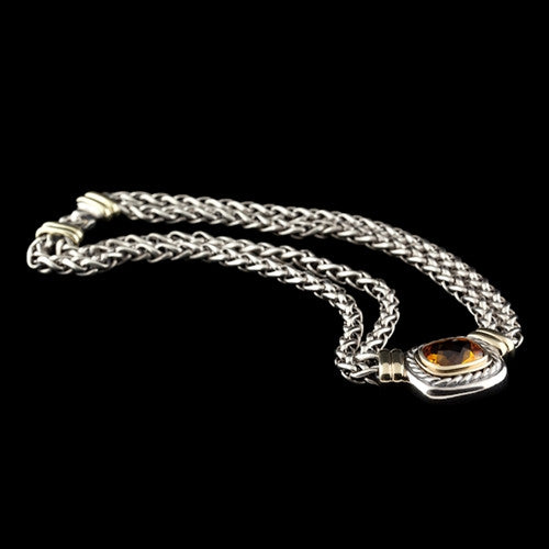 David Yurman Silver/Gold Citrine Necklace