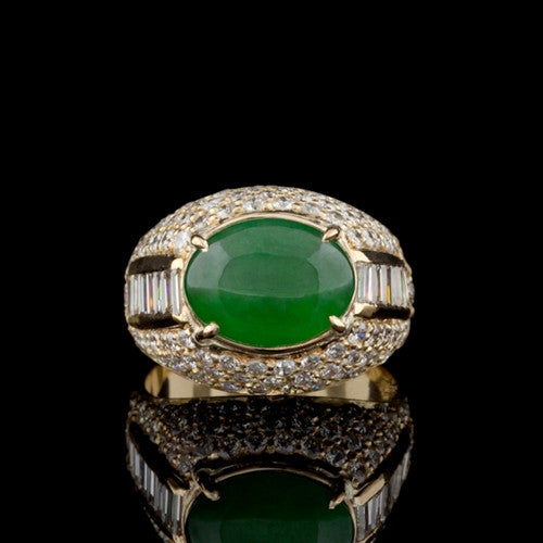 Jade & Diamond 18Kt Ring