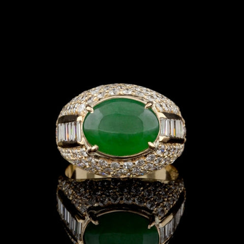 Jade & Diamond 18Kt Ring