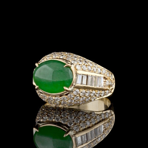 Jade & Diamond 18Kt Ring