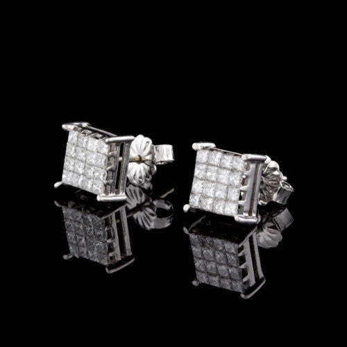 0.80ct tw Princess Cut Diamond Earrings