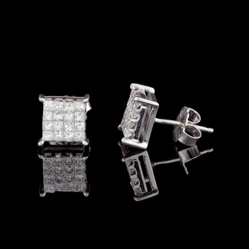 0.80ct tw Princess Cut Diamond Earrings