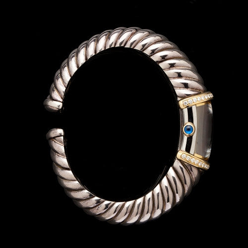 David Yurman Silver & 18KT Diamond Cable Watch