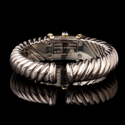 David Yurman Silver & 18KT Diamond Cable Watch