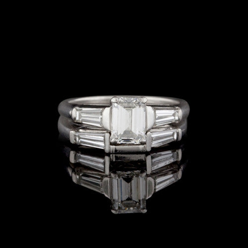 1.86ct tw Emerald Cut GIA Diamond Wedding Set