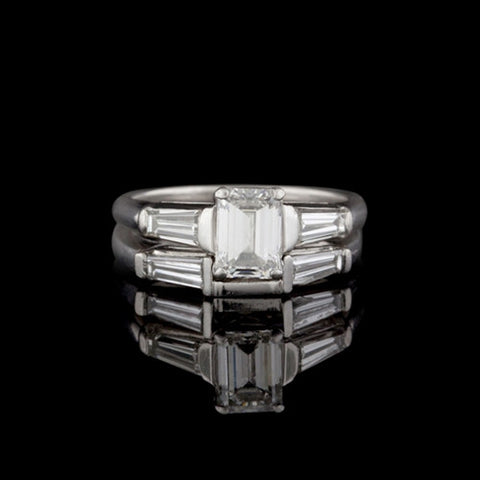 1.86ct tw Emerald Cut GIA Diamond Wedding Set