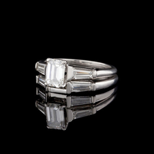 1.86ct tw Emerald Cut GIA Diamond Wedding Set