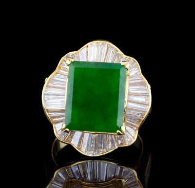 Jade & Diamond 18Kt Ring/Pendant