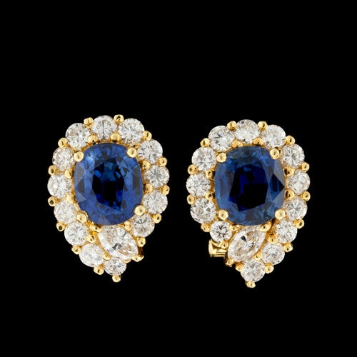 Blue Sapphire & Diamond Earrings