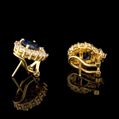 Blue Sapphire & Diamond Earrings