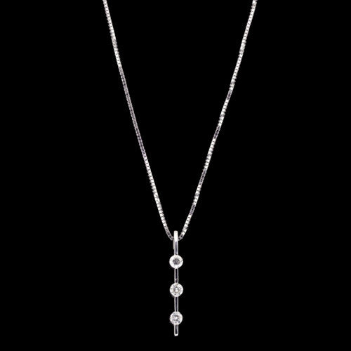 Triple Solitaire Diamond Pendant Necklace