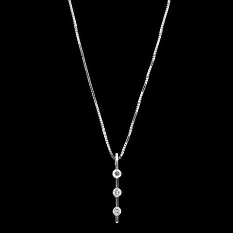 Triple Solitaire Diamond Pendant Necklace