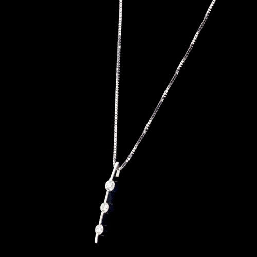 Triple Solitaire Diamond Pendant Necklace