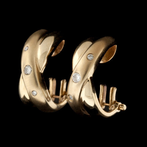 14Kt Diamond Crossover Earrings