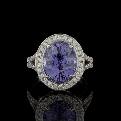9.36ct Natural Violet Sapphire & Diamond Ring