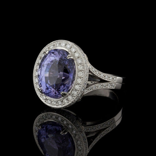 9.36ct Natural Violet Sapphire & Diamond Ring