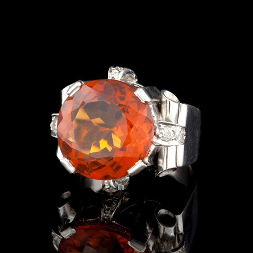Vintage 10.75ct Citrine & Diamond Ring