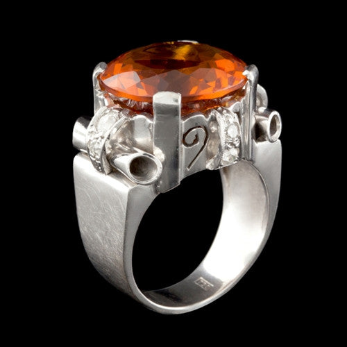 Vintage 10.75ct Citrine & Diamond Ring