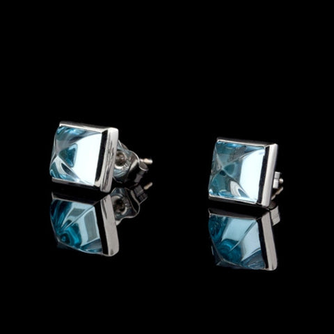 Blue Topaz 18Kt Stud Earrings