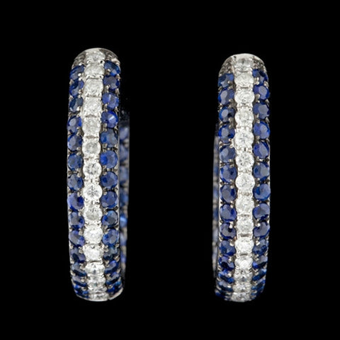 18Kt Sapphire & Diamond Hoop Earrings