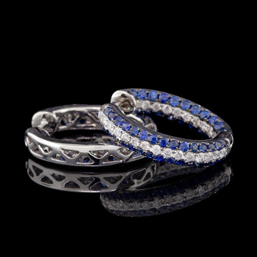 18Kt Sapphire & Diamond Hoop Earrings