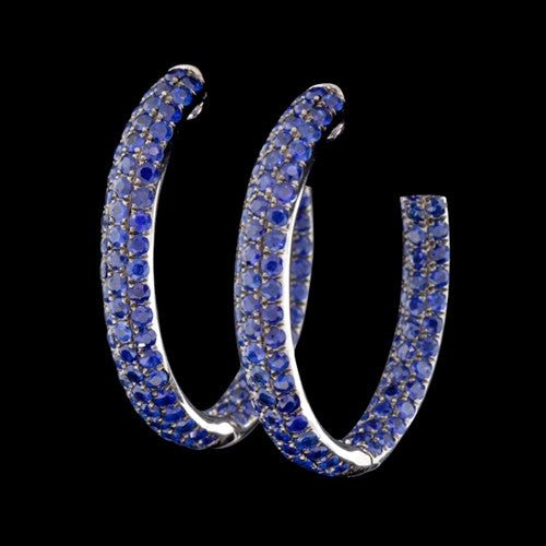 6.50cts tw Sapphire Hoop 18Kt Earrings