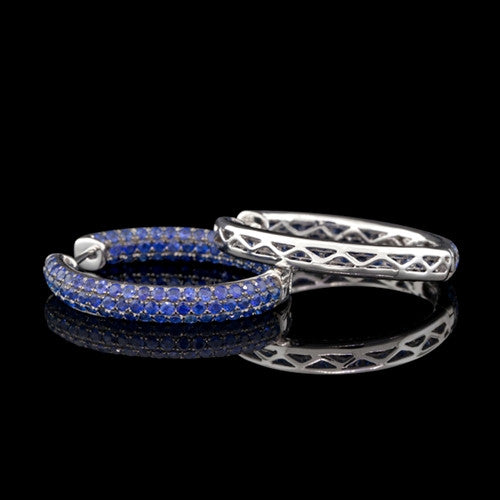 6.50cts tw Sapphire Hoop 18Kt Earrings