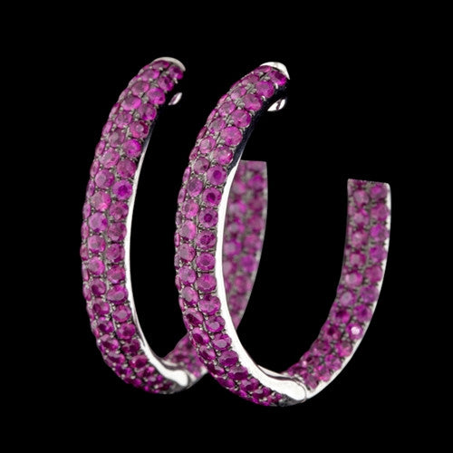 6.50cts tw Ruby Hoop 18Kt Earrings