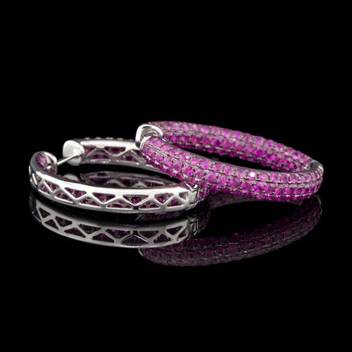 6.50cts tw Ruby Hoop 18Kt Earrings