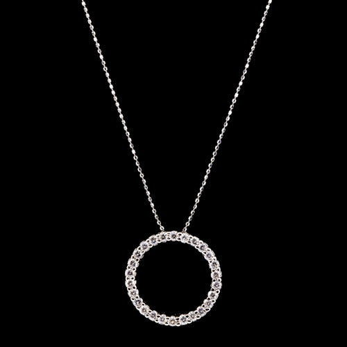 14Kt Diamond Circle Pendant Necklace