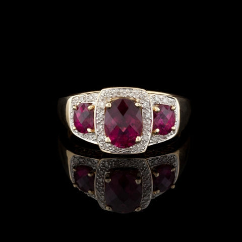 14Kt Rubelite & Diamond Ring