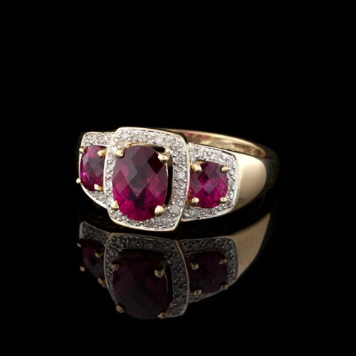 14Kt Rubelite & Diamond Ring