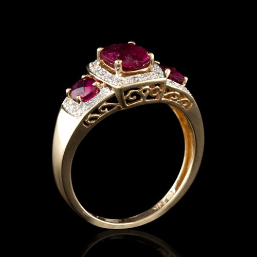 14Kt Rubelite & Diamond Ring
