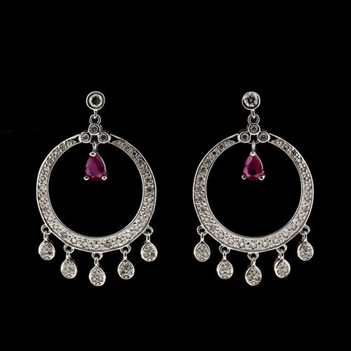 Ruby & Diamond Dangle Earrings