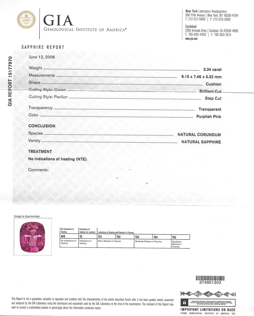 GIA 3.34 Carat Natural Pink Sapphire & Diamond Platinum Ring