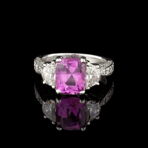 3.34ct Pink Sapphire & Diamond Platinum Ring