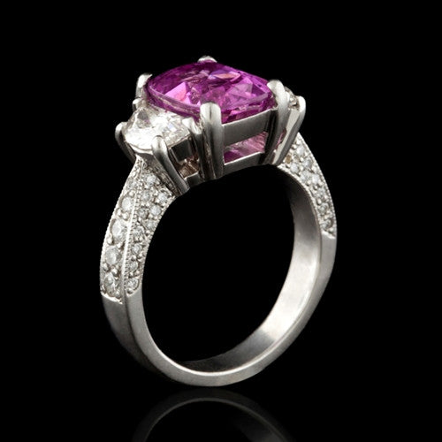 3.34ct Pink Sapphire & Diamond Platinum Ring