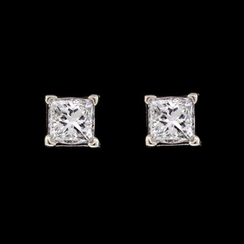 0.68ct tw Princess Cut Diamond Stud Earrings