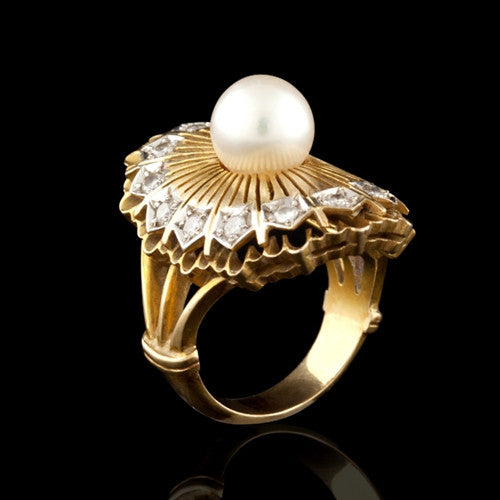 Vintage Diamond & Pearl 14Kt Ring