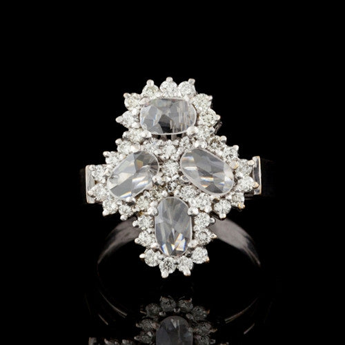 White Zircon & Diamond Ring